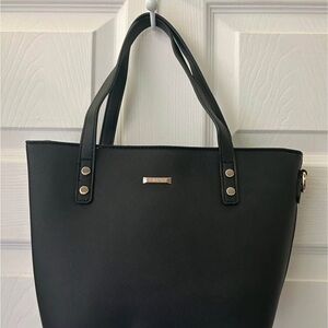 Chic Black Tote Bag with gold Accents